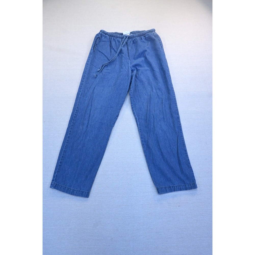 Hot Cotton by Marc Ware Womens L 100% Cotton Chambray Pull On Pants Blue Classic